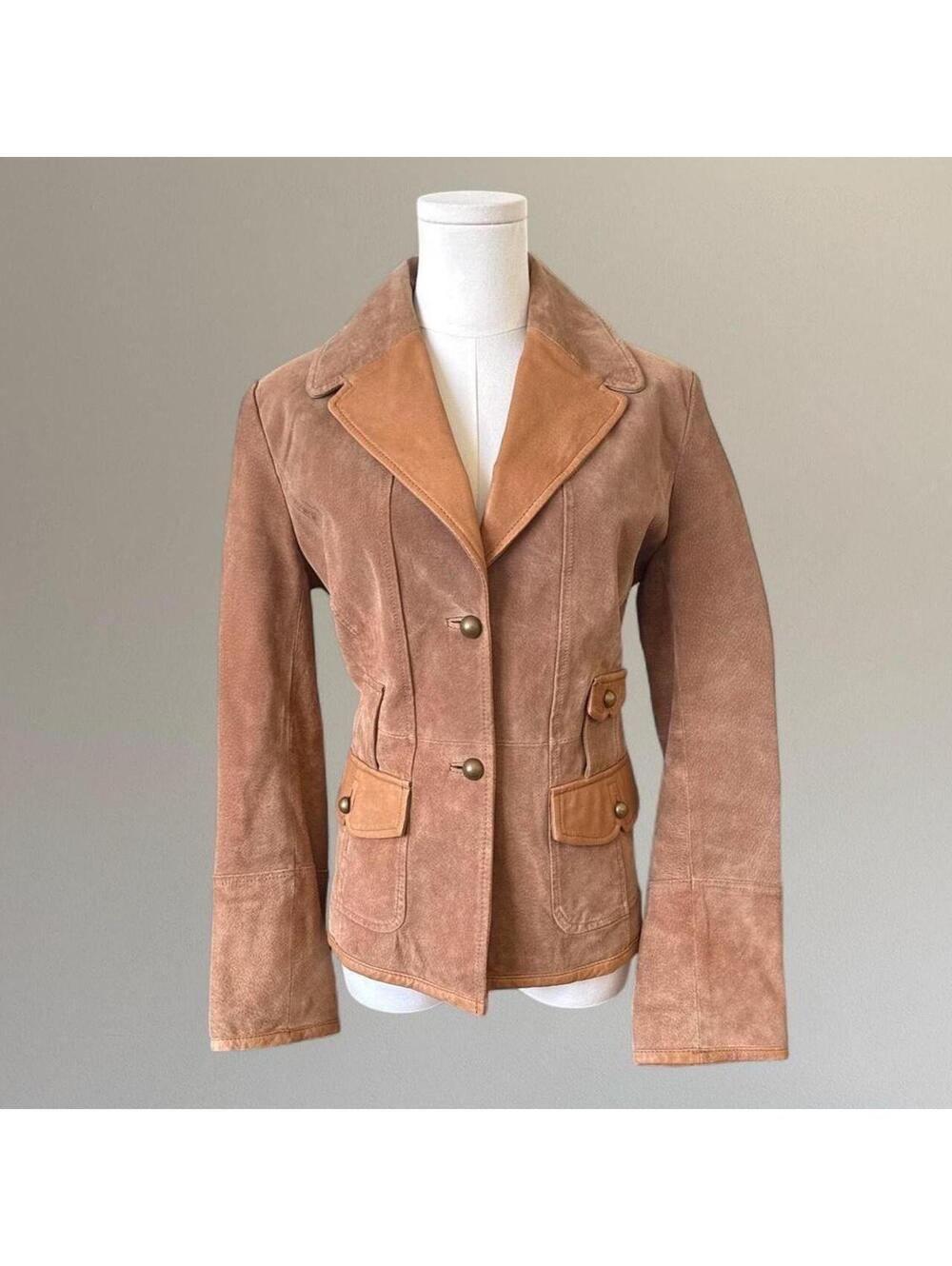 Genuine suede button up jacket.